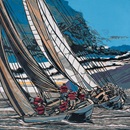 Racing to moorings at sunset